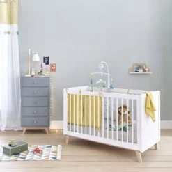 Maisons Du Monde Lits Bébé Lit Bébé à Barreaux Blanc L126 -Lits bébé Soldes lit bebe a barreaux blanc l126 1000 12 30 160135 11