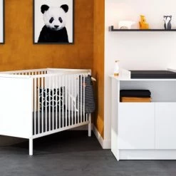 Webaby Lits Bébé Lit Bébé à Panneaux Blanc -Lits bébé Soldes lit bebe a panneaux blanc 2