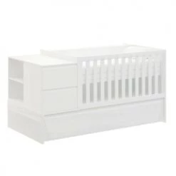 ID Kids Lits Bébé Lit Bébé Combiné Et évolutif 70x140 Cm Bois Massif Blanc