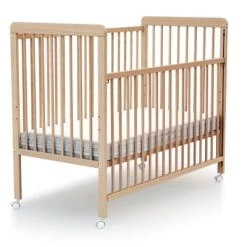 AT4 Lits Bébé Lit Bébé Coulissant 60x120 Hêtre Verni