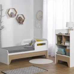 Nateo Concept Lits Bébé Lit Bébé évolutif 3 En 1 Blanc Et Chêne -Lits bébé Soldes lit bebe evolutif 3 en 1 blanc et chene 10