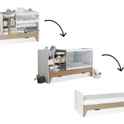 Nateo Concept Lits Bébé Lit Bébé évolutif 3 En 1 Blanc Et Chêne 9 Nateo Concept Lits Bébé Lit Bébé évolutif 3 En 1 Blanc Et Chêne -Lits bébé Soldes lit bebe evolutif 3 en 1 blanc et chene 2