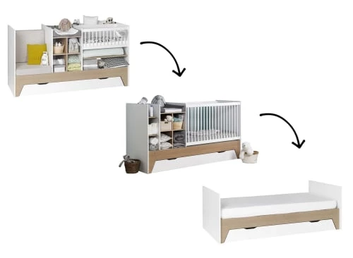 Nateo Concept Lits Bébé Lit Bébé évolutif 3 En 1 Blanc Et Chêne 5 Nateo Concept Lits Bébé Lit Bébé évolutif 3 En 1 Blanc Et Chêne – Image 3
