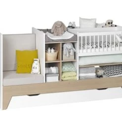 Nateo Concept Lits Bébé Lit Bébé évolutif 3 En 1 Blanc Et Chêne
