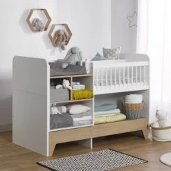 Nateo Concept Lits Bébé Lit Bébé évolutif 3 En 1 Blanc Et Chêne -Lits bébé Soldes lit bebe evolutif 3 en 1 blanc et chene 6