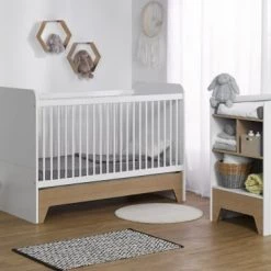 Nateo Concept Lits Bébé Lit Bébé évolutif 3 En 1 Blanc Et Chêne -Lits bébé Soldes lit bebe evolutif 3 en 1 blanc et chene 7