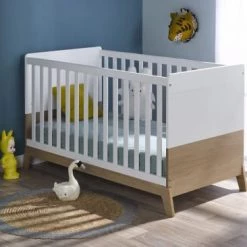Nateo Concept Lits Bébé Lit Bébé évolutif 70x140 Blanc Et Chêne -Lits bébé Soldes lit bebe evolutif 70x140 blanc et chene 1