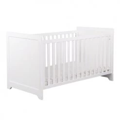 ID Kids Lits Bébé Lit Bébé évolutif 70x140 Cm Bois Massif Blanc