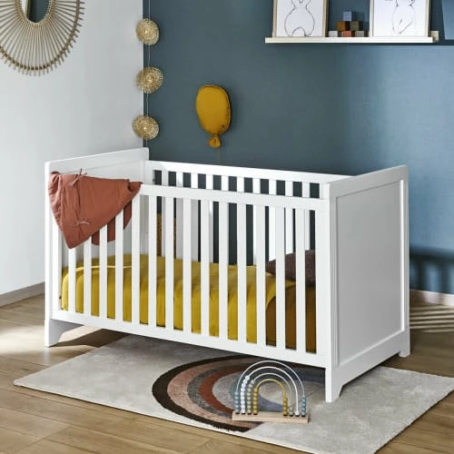 ID Kids Lits Bébé Lit Bébé évolutif 70x140 Cm Bois Massif Blanc 5 ID Kids Lits Bébé Lit Bébé évolutif 70x140 Cm Bois Massif Blanc – Image 3