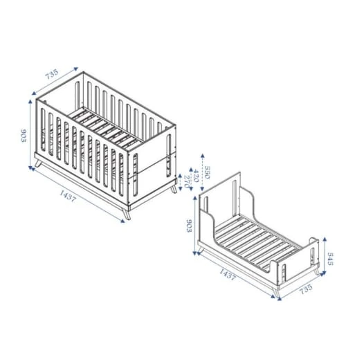 ID Kids Lits Bébé Lit Bébé évolutif 70x140 Cm Bois Massif Blanc 5 ID Kids Lits Bébé Lit Bébé évolutif 70x140 Cm Bois Massif Blanc – Image 3