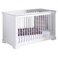 ID Kids Lits Bébé Lit Bébé évolutif 70x140 Cm Bois Massif Blanc