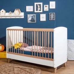 ID Kids Lits Bébé Lit Bébé évolutif 70x140 Cm Effet Bois Blanc Et Bois -Lits bébé Soldes lit bebe evolutif 70x140 cm effet bois blanc et bois 3