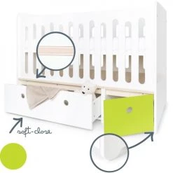 Wookids Lits Bébé Lit Bébé évolutif 70x140cm Blanc-citron Vert -Lits bébé Soldes lit bebe evolutif 70x140cm blanc citron vert 30