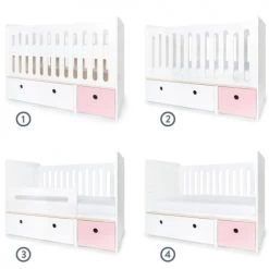 Wookids Lits Bébé Lit Bébé évolutif 70x140cm Blanc-rose Pastel -Lits bébé Soldes lit bebe evolutif 70x140cm blanc rose pastel 3
