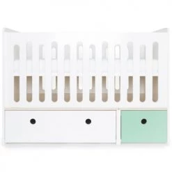 Wookids Lits Bébé Lit Bébé évolutif 70x140cm Blanc-vert Menthe
