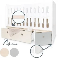 Wookids Lits Bébé Lit Bébé évolutif 70x140cm Blanchi-gris Perle 10 Wookids Lits Bébé Lit Bébé évolutif 70x140cm Blanchi-gris Perle -Lits bébé Soldes lit bebe evolutif 70x140cm blanchi gris perle 2