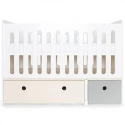 Wookids Lits Bébé Lit Bébé évolutif 70x140cm Blanchi-gris Perle