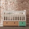 Wookids Lits Bébé Lit Bébé évolutif 70x140cm Blanchi-vert Menthe -Lits bébé Soldes lit bebe evolutif 70x140cm blanchi vert menthe