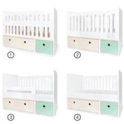 Wookids Lits Bébé Lit Bébé évolutif 70x140cm Blanchi-vert Menthe 10 Wookids Lits Bébé Lit Bébé évolutif 70x140cm Blanchi-vert Menthe -Lits bébé Soldes lit bebe evolutif 70x140cm blanchi vert menthe 2