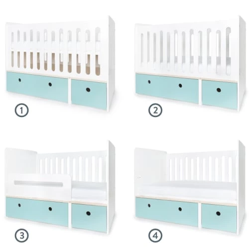 Wookids Lits Bébé Lit Bébé évolutif 70x140cm Bleu Ciel 4 Wookids Lits Bébé Lit Bébé évolutif 70x140cm Bleu Ciel – Image 2