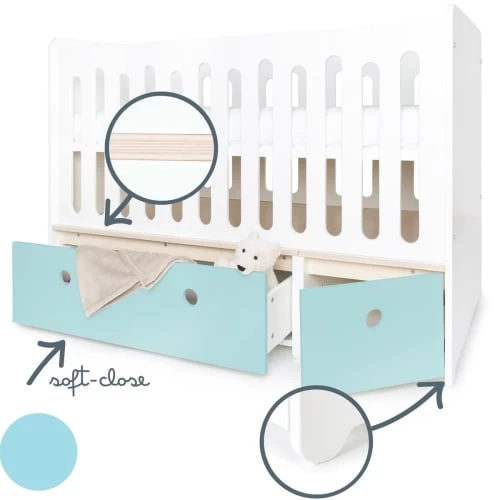 Wookids Lits Bébé Lit Bébé évolutif 70x140cm Bleu Ciel 5 Wookids Lits Bébé Lit Bébé évolutif 70x140cm Bleu Ciel – Image 3