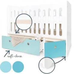 Wookids Lits Bébé Lit Bébé évolutif 70x140cm Bleu Ciel-bleu Paradis -Lits bébé Soldes lit bebe evolutif 70x140cm bleu ciel bleu paradis 2