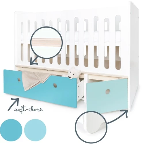 Wookids Lits Bébé Lit Bébé évolutif 70x140cm Bleu Paradis-bleu Ciel 5 Wookids Lits Bébé Lit Bébé évolutif 70x140cm Bleu Paradis-bleu Ciel – Image 3