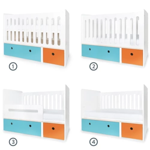 Wookids Lits Bébé Lit Bébé évolutif 70x140cm Bleu Paradis-orange 4 Wookids Lits Bébé Lit Bébé évolutif 70x140cm Bleu Paradis-orange – Image 2