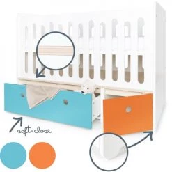 Wookids Lits Bébé Lit Bébé évolutif 70x140cm Bleu Paradis-orange 10 Wookids Lits Bébé Lit Bébé évolutif 70x140cm Bleu Paradis-orange -Lits bébé Soldes lit bebe evolutif 70x140cm bleu paradis orange 2