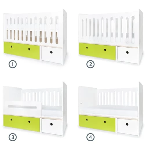 Wookids Lits Bébé Lit Bébé évolutif 70x140cm Citron Vert-blanc 4 Wookids Lits Bébé Lit Bébé évolutif 70x140cm Citron Vert-blanc – Image 2