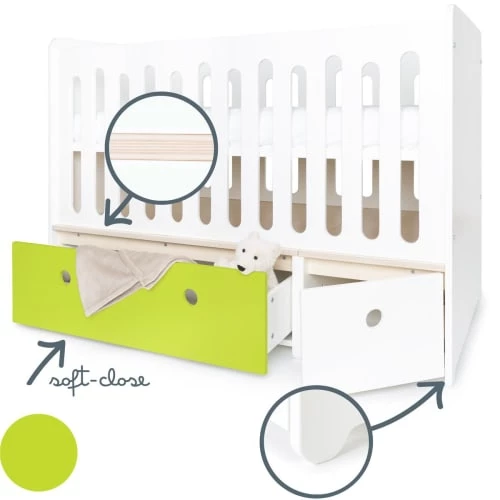 Wookids Lits Bébé Lit Bébé évolutif 70x140cm Citron Vert-blanc 5 Wookids Lits Bébé Lit Bébé évolutif 70x140cm Citron Vert-blanc – Image 3