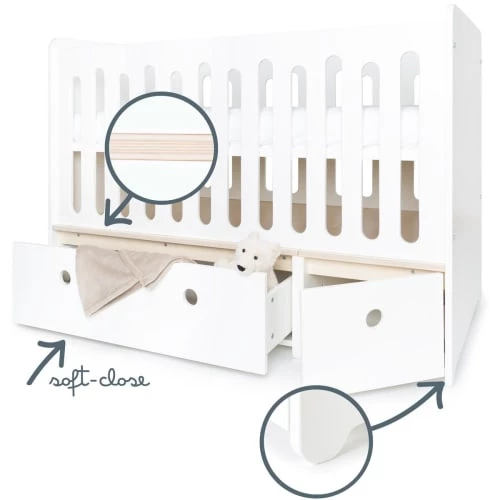 Wookids Lits Bébé Lit Bébé évolutif 70x140cm Façades Blanc 5 Wookids Lits Bébé Lit Bébé évolutif 70x140cm Façades Blanc – Image 3