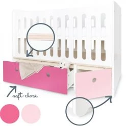 Wookids Lits Bébé Lit Bébé évolutif 70x140cm Façades Rose Pastel-fushia 10 Wookids Lits Bébé Lit Bébé évolutif 70x140cm Façades Rose Pastel-fushia -Lits bébé Soldes lit bebe evolutif 70x140cm facades rose pastel fushia 2