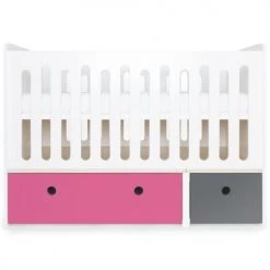 Wookids Lits Bébé Lit Bébé évolutif 70x140cm Fushia-gris Espace