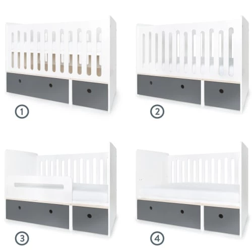 Wookids Lits Bébé Lit Bébé évolutif 70x140cm Gris Espace 4 Wookids Lits Bébé Lit Bébé évolutif 70x140cm Gris Espace – Image 2