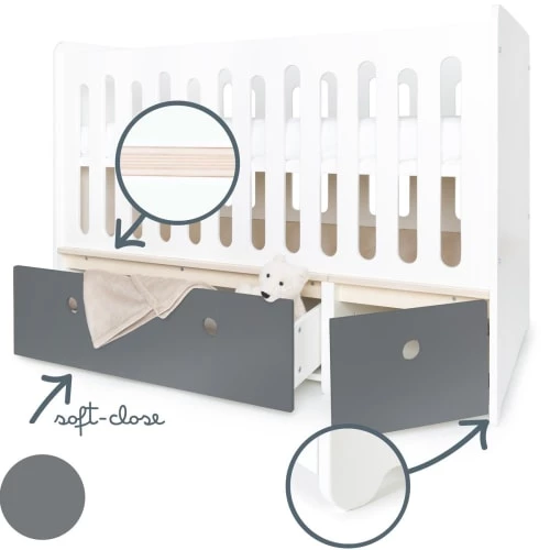 Wookids Lits Bébé Lit Bébé évolutif 70x140cm Gris Espace 5 Wookids Lits Bébé Lit Bébé évolutif 70x140cm Gris Espace – Image 3