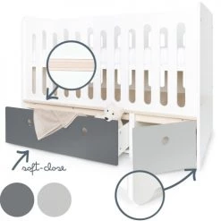 Wookids Lits Bébé Lit Bébé évolutif 70x140cm Gris Espace-gris Perle -Lits bébé Soldes lit bebe evolutif 70x140cm gris espace gris perle 2