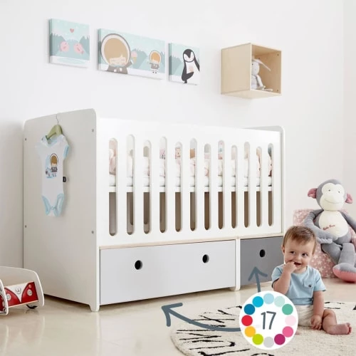 Wookids Lits Bébé Lit Bébé évolutif 70x140cm Gris Espace-jaune 6 Wookids Lits Bébé Lit Bébé évolutif 70x140cm Gris Espace-jaune – Image 4