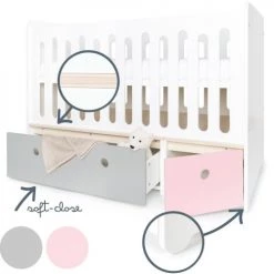 Wookids Lits Bébé Lit Bébé évolutif 70x140cm Gris Perle-rose Pastel 10 Wookids Lits Bébé Lit Bébé évolutif 70x140cm Gris Perle-rose Pastel -Lits bébé Soldes lit bebe evolutif 70x140cm gris perle rose pastel 2