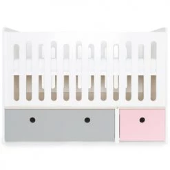 Wookids Lits Bébé Lit Bébé évolutif 70x140cm Gris Perle-rose Pastel