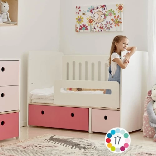 Wookids Lits Bébé Lit Bébé évolutif 70x140cm Gris Perle-rose Pastel 6 Wookids Lits Bébé Lit Bébé évolutif 70x140cm Gris Perle-rose Pastel – Image 4