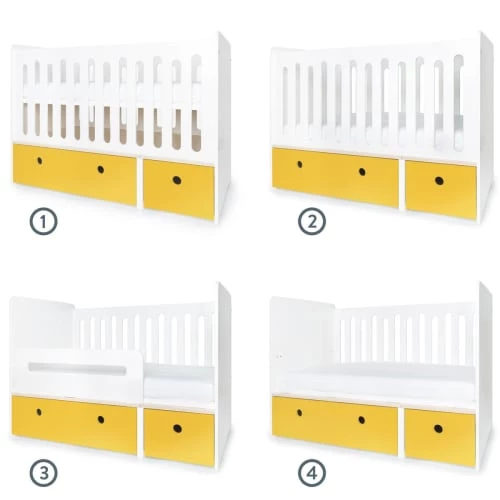 Wookids Lits Bébé Lit Bébé évolutif 70x140cm Jaune 4 Wookids Lits Bébé Lit Bébé évolutif 70x140cm Jaune – Image 2