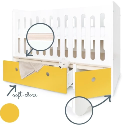 Wookids Lits Bébé Lit Bébé évolutif 70x140cm Jaune 5 Wookids Lits Bébé Lit Bébé évolutif 70x140cm Jaune – Image 3