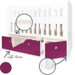 Wookids Lits Bébé Lit Bébé évolutif 70x140cm Prune 10 Wookids Lits Bébé Lit Bébé évolutif 70x140cm Prune -Lits bébé Soldes lit bebe evolutif 70x140cm prune 2