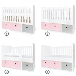 Wookids Lits Bébé Lit Bébé évolutif 70x140cm Rose Pastel-gris Perle 9 Wookids Lits Bébé Lit Bébé évolutif 70x140cm Rose Pastel-gris Perle -Lits bébé Soldes lit bebe evolutif 70x140cm rose pastel gris perle 1