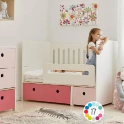 Wookids Lits Bébé Lit Bébé évolutif 70x140cm Rose Pastel-gris Perle 11 Wookids Lits Bébé Lit Bébé évolutif 70x140cm Rose Pastel-gris Perle -Lits bébé Soldes lit bebe evolutif 70x140cm rose pastel gris perle 3