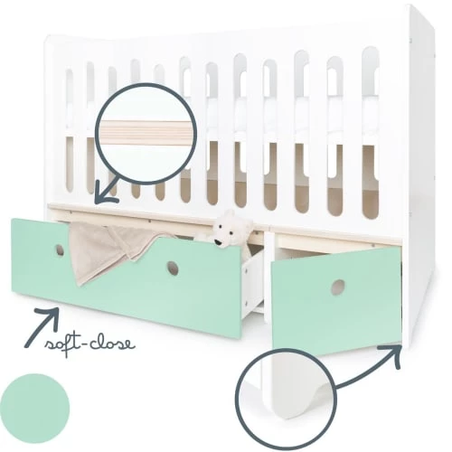 Wookids Lits Bébé Lit Bébé évolutif 70x140cm Vert Menthe 5 Wookids Lits Bébé Lit Bébé évolutif 70x140cm Vert Menthe – Image 3