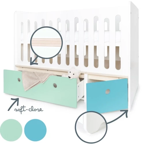 Wookids Lits Bébé Lit Bébé évolutif 70x140cm Vert Menthe-bleu Paradis 5 Wookids Lits Bébé Lit Bébé évolutif 70x140cm Vert Menthe-bleu Paradis – Image 3