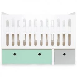 Wookids Lits Bébé Lit Bébé évolutif 70x140cm Vert Menthe-gris Perle