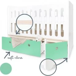 Wookids Lits Bébé Lit Bébé évolutif 70x140cm Vert Ocean -Lits bébé Soldes lit bebe evolutif 70x140cm vert ocean 2